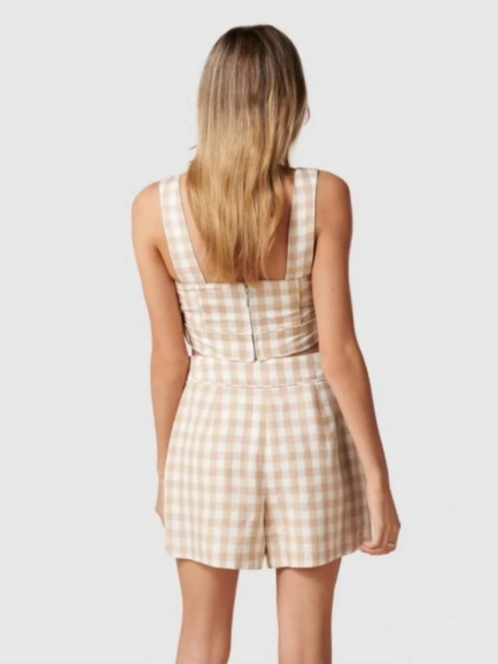 Ever New Gingham Shorts Linen Blend High Waist Size 8 Resort Festival Summer - Picture 9 of 10